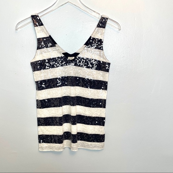 J. Crew Factory Navy/White Sequined Tank Top XXS - Picture 3 of 12